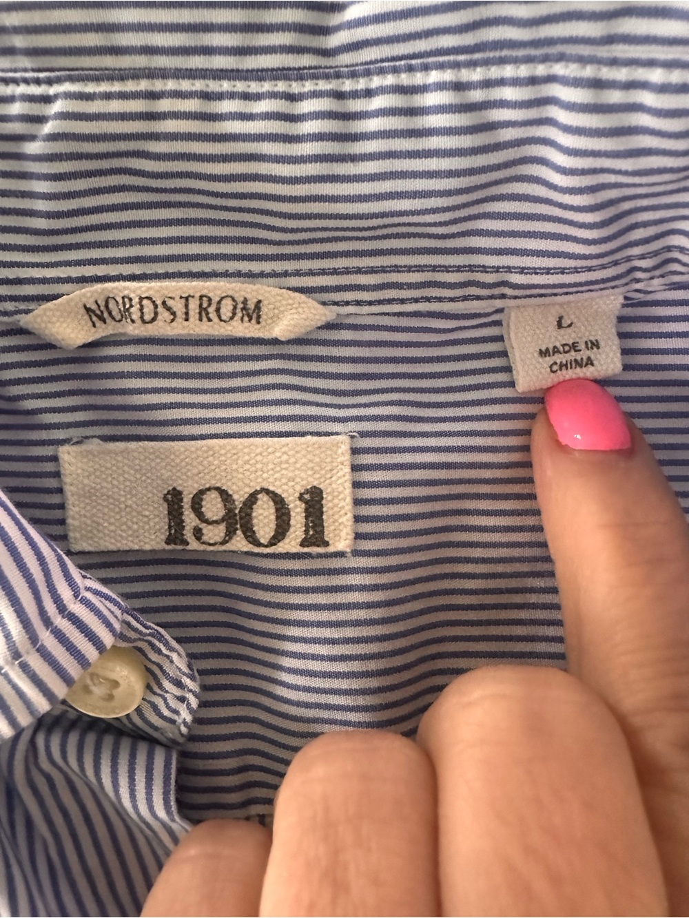 Nordstrom Striped Blue and White Button-Front Shirt